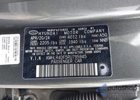 2024 Hyundai Elantra N Line z USA, uszkodzony, nr VIN KMHLR4DF5RU795945